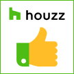A green thumb up sign with the houzz logo.